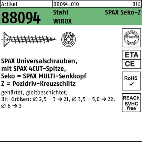 Vis R 88094 Senkkopf m.Spitze/Kreuzschl.-PZ