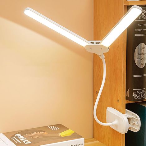 Lampe de bureau LED à pince, batterie rechargeable 4000 mAh, 3 modes d'éclairage et fonction de réglage de la luminosité, idéale pour les étudiants. (1/5)