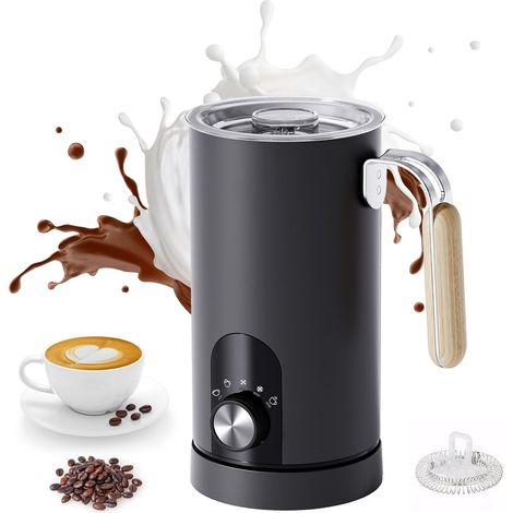 5-in-1 Electric Milk Frother – Large-capacity 350 ml automatic milk frother – Quiet split-steam milk frother – Hot and cold milk frother – Black (1/5)