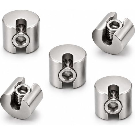 Lot de 5 Clips de Fixation de Métallique, 2mm 316 Colliers de Serrage pour Câbles en Acier Inoxydable, pour Câbles d'acier, Tendeurs de cordes à Linge (1/5)