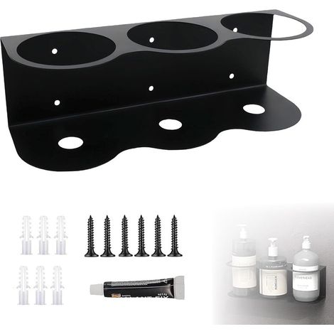 Soporte de aerosol, soporte de pared para botella pulverizadora, soporte de pared de acero para botella pulverizadora, estante de almacenamiento para el hogar o el trabajo en el garaje (3 ranuras) (1/5)