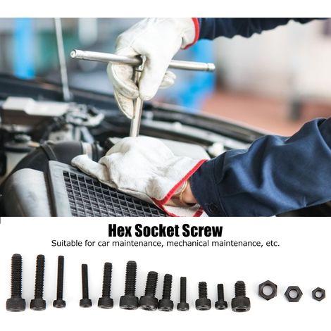 Ensemble de 500 vis et écrous hexagonaux à tête bombée noirs M3 M4 M5 (en boîte) (1/5)