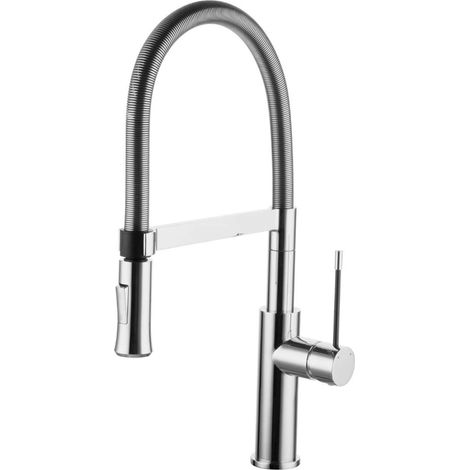 OMNIRES - Grifo de lavabo con brazo flexible y ducha, cromado X3CR