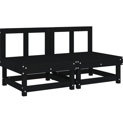 Maison Exclusive - Garten-Mittelsofas 2 Stk. Schwarz Massivholz K