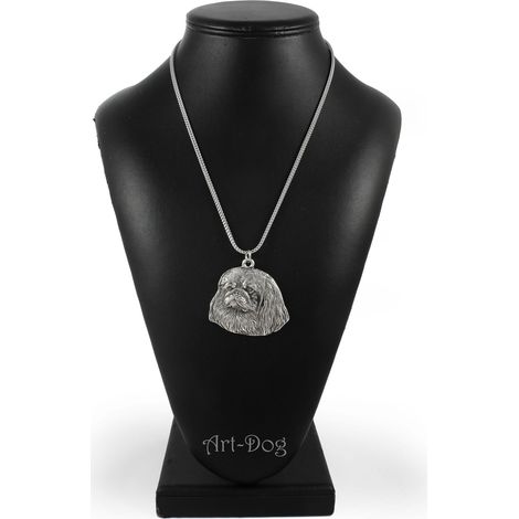 Collana con ciondolo a forma di cane pechinese su catena d'argento, gioiello unico di Art-Dog (1/5)