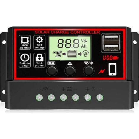 Dynamischer 12V/24V Solar-Laderegler, Batterieregler mit zwei USB-Anschlüssen