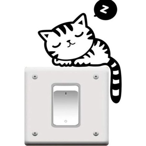 Sticker mural, pour plus d'un interrupteur, design 'chat endormi'