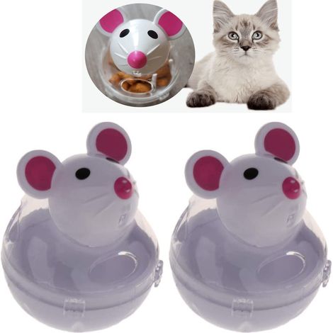 Balle de friandises pour jouets interactifs pour chats, distributeur de croquettes en matériau sain en forme de souris artificielle, idéal pour l'éducation féline. (1/5)