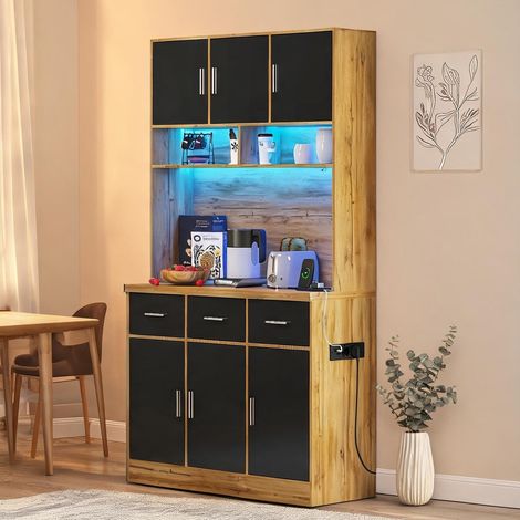 Buffet coloris natural noir en MDF 100 x 40 x 180 cm (1/5)