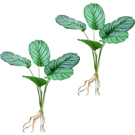 Plante Artificielle Monstera Décorative Intérieur Fausse Feuille de Pommier à 6 Branches avec Vrilles Ornement Mural Vert Réaliste Lot de 2 Tiges (1/5)