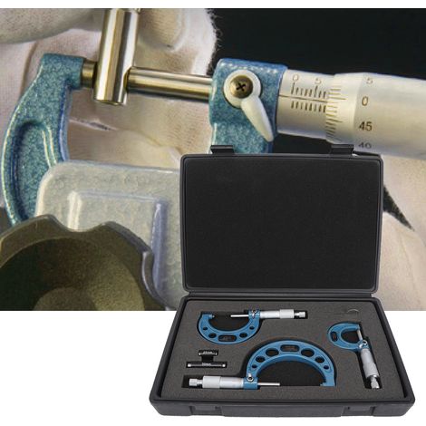 Dispositif de mesure micrométrique en 3 parties, fabriqué en acier à roulement, pour la mesure précise des diamètres extérieurs (0–75 mm) (1/5)
