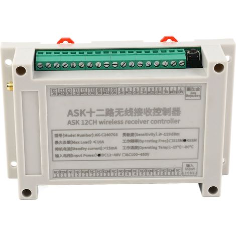 Système de télécommande sans fil 12 canaux RF 10A avec récepteur relais et émetteur 433 MHz, alimentation CC 12 V-36 V (1/5)