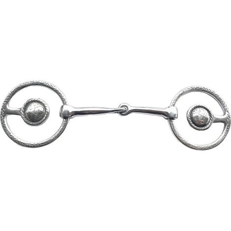 Filetto western snodato per cavalli pieno spessore 16 mm ad anello con riporto