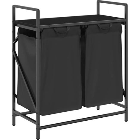 Maison Exclusive - Cesto per la Biancheria 2 Scomparti con Ripiano Rovere Nero