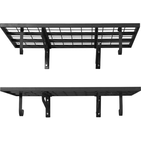 Mophorn Scaffale da Parete per Garage Portaoggetti 2 pezzi 91,4x62x21 cm con Ganci, Griglia da Muro per Garage, Lavanderia e Officina con Capacità di Carico fino a 113 kg, Mensola da Parete, Nero (1/5)