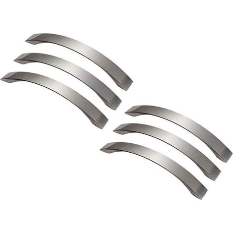Lot de 6 poignées de placard de cuisine, poignées de cuisine en alliage d'aluminium brossé, adaptées aux armoires, tiroirs, armoires (entraxe 128 mm) (1/4)