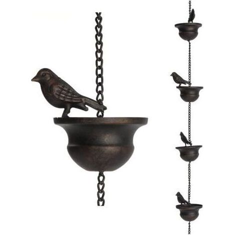 1 chaîne de pluie pour gouttières, oiseaux mobiles sur gobelets, jeux de pluie avec crochet de suspension et oiseaux (1/4)