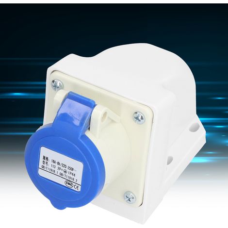 Connecteur industriel monté en surface ZNG-113, prise aviation monophasée, type fixe monté en surface, IP44, 220V-250V, 3 broches, 16A. (1/5)