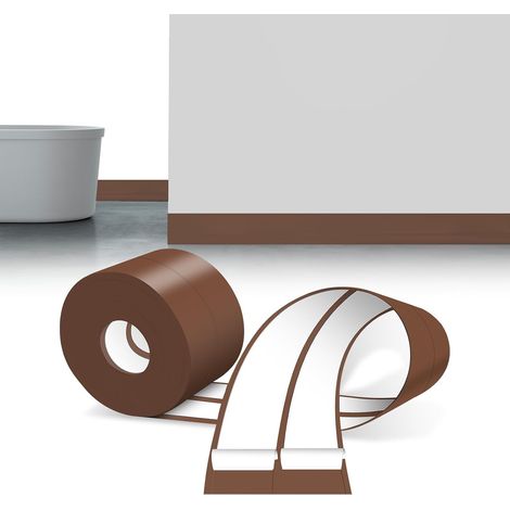 Plinthe flexible autocollante marron 6,4m, PVC résistant, pour cuisine & salle de bain, adhésif puissant (1/5)