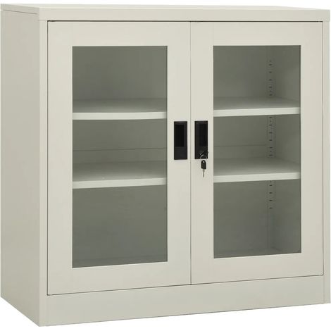 Armario de oficina gris claro 90 x 40 x 90 cm con 2 baldas ajustables diseño icónico de acero gris claro 020046803 (1/5)