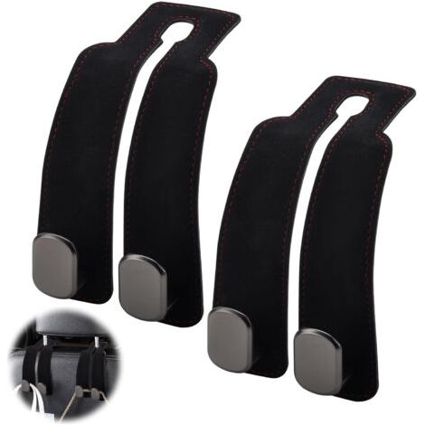 Lot de 2 crochets pour appuie-tête de voiture,Crochets pour Siège de Voiture Universel Support Crochet D'appui-Tête de Aiège Arrière de Voiture Accessoires intérieurs de voiture Cintre (noir) (1/5)