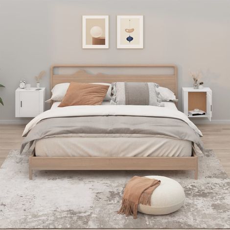 vidaXL Wall-mounted Bedside Cabinets 2 pcs High Gloss White 50x30x47cm (1/5)