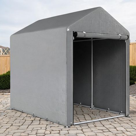Abri de jardin en acier galvanisé gris clair avec couverture (1/5)