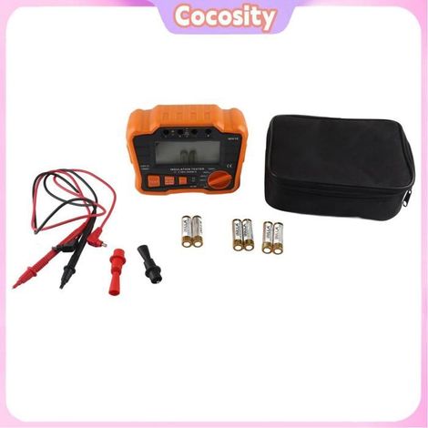 Cocosity Mégohmmètre numérique Testeur de résistance d'isolation 100V/ 250V/ 500V/ 1000V, avec quincaillerie electricite Orange (1/5)