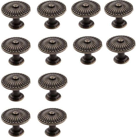 Pomelli vintage in bronzo massiccio per mobili – set da 12 pezzi con viti incluse, ideali per cassetti, armadi e cucine moderne.