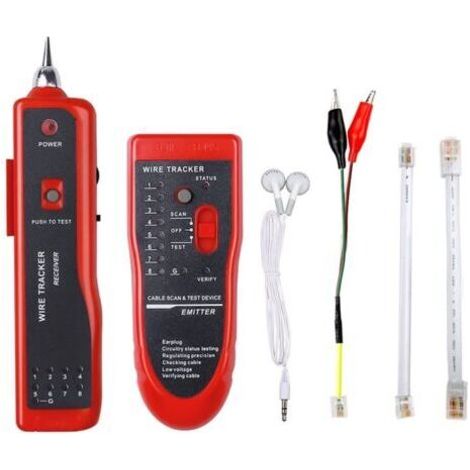 Testeur et détecteur de tension, traqueur de câbles, détecteur de réseau Ethernet LAN, traceur de toner multifonction, testeur de continuité pour lignes téléphoniques (rouge) (1/5)