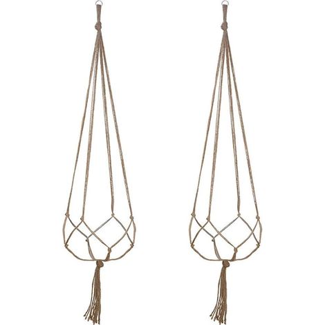Lot de 2 Suspension Plante pour Pot de Fleurs Cache-Pots Suspension en Corde Suspension Plante Macramé Porte Décoration pour Interieur et Extérieur Suspendue Décoration Balcon Maison (122cm) (1/5)