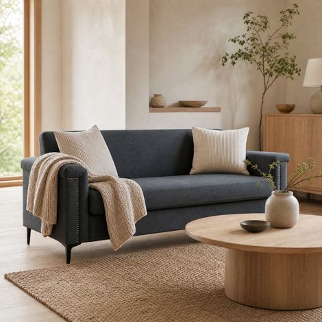 divano seduta 172 cm due posti lino grigio HAVRYA (1/5)
