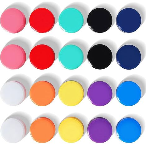 Aimants frigo 20 pièces, puissants, 10 couleurs, mini ronds plats pour tableau, frigo, photos. (1/5)