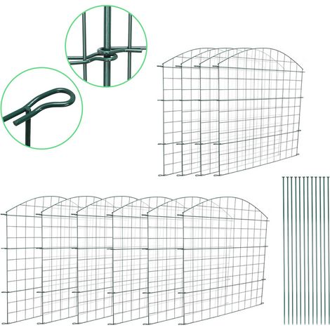 Hengda – Lot de 10 clôtures de jardin en métal – 22 éléments – Arc supérieur – Métal revêtu vert – Hauteur 78 cm – Largeur 77,5 cm (1/7)