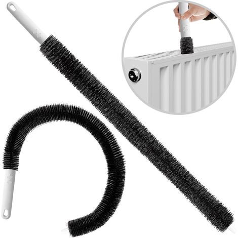 Deuba Radiator Brush Long Flexible Cleaner Soft Bristles 84cm Cleaning Narrow Gaps Corners Duster Wood Handle Multipurpose