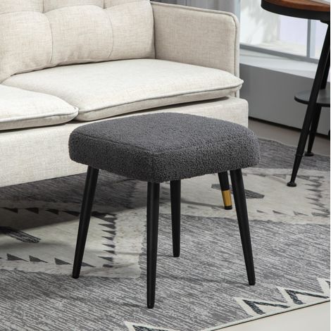 Pouf quadrato imbottito in poliestere grigio scuro OKMYHOME (1/4)