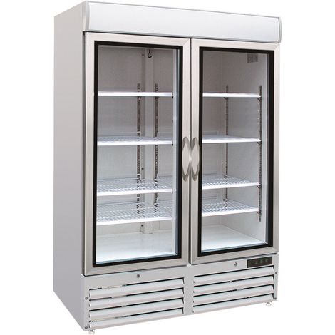 Armoire congélateur 2 portes en verre 920L -18 à -24°C acier blanc éclairage LED refroidissement renforcé - Combisteel (1/4)