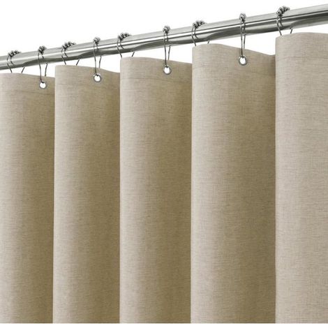 Rideau de douche 1 pièce Polyester aspect lin Imperméable et résistant à la moisissure Baignoire/Cabine (1/5)