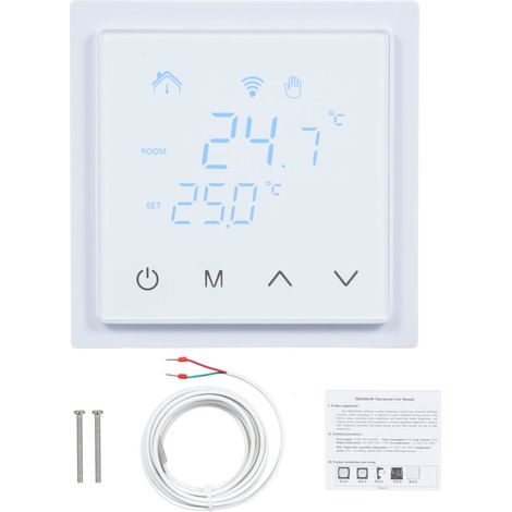 16A Smart Room Thermostat for Underfloor Heating, 85-250V Wall-Mounted Temperature Controller with LED Touchscreen (1/5)