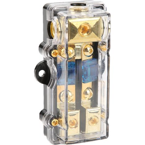 Bloc de distribution électrique 60A, 1 entrée 2 sorties, résistant à la chaleur, répartiteur audio auto avec porte-fusible pour amplificateur stéréo (1/5)