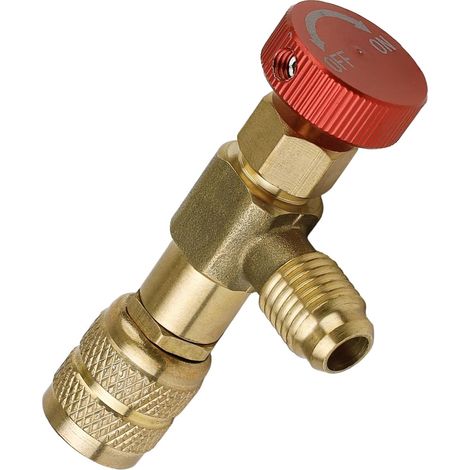 1 Adaptateur Remplissage Réfrigérant, Laiton, Interface 1/4-5/16 Pouces, Valve R410a R22, Système Climatisation (1/5)