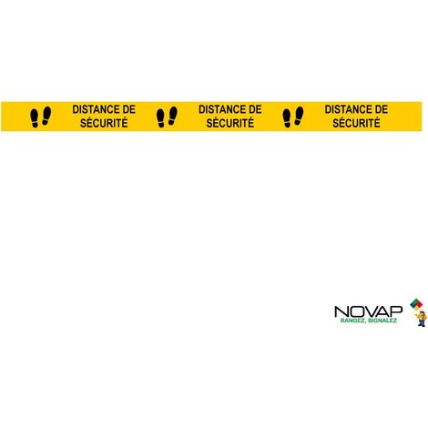 Bande Distance de sécurité avec pas - Jaune - spécial sol - 1000x70 mm - 4007694