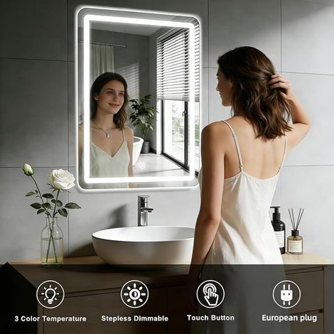 Bathroom Mirror with Lighting, 70 x 50 cm (1/4)