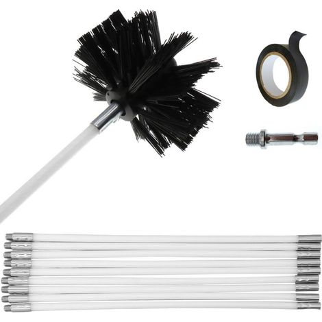 Chimney sweeping brush, 12 cleaning brushes for the inside of chimney flues, for dryer vents, 16-inch shank (1/5)
