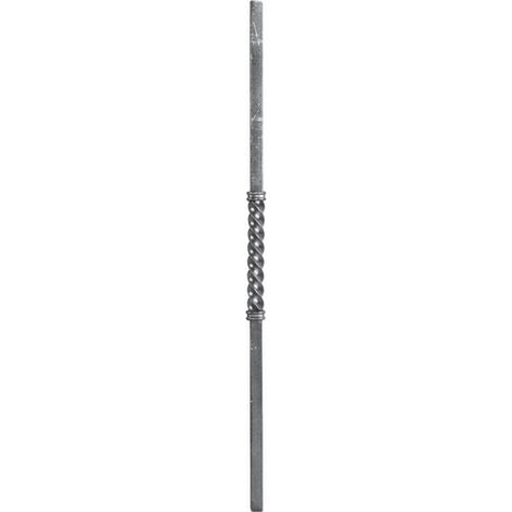 Poteau avec torsade centrale - Hauteur 1000mm base carré de 25mm - Fer forgé - À souder - DECO FER FORGE