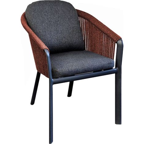 PROLOISIRS Fauteuil repas - BELLADONE - Graphite rouge - Aluminium époxy et rope