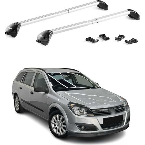 OMAC Barres de toit transversales certifiées TÜV pour Opel Astra H J Break 2004-2015 – Verrouillables (4 antivols) – Charge max 100 kg – Fixation durable Argent (1/4)