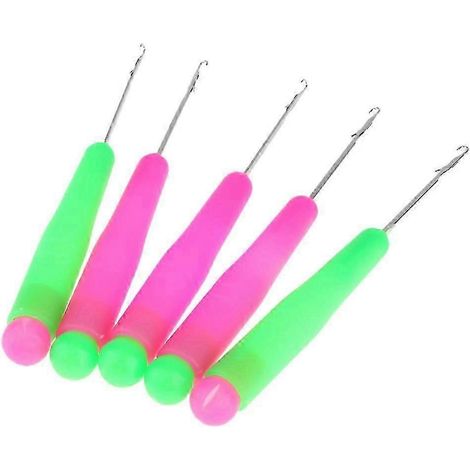 Aiguille à crochet à manche en plastique n° 5 pour extensions de cheveux à micro-perles