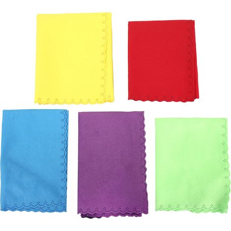 Lot de 5 chiffons de nettoyage et de polissage doux et résistants, en cinq couleurs, pour guitare, piano, violon et saxophone. (1/5)