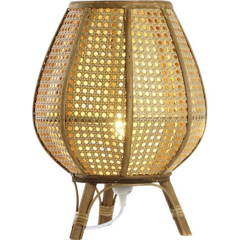 Lampe de table en rotin naturel ambiance chaleureuse urban chic - rotin naturel brun chaleureux (1/5)